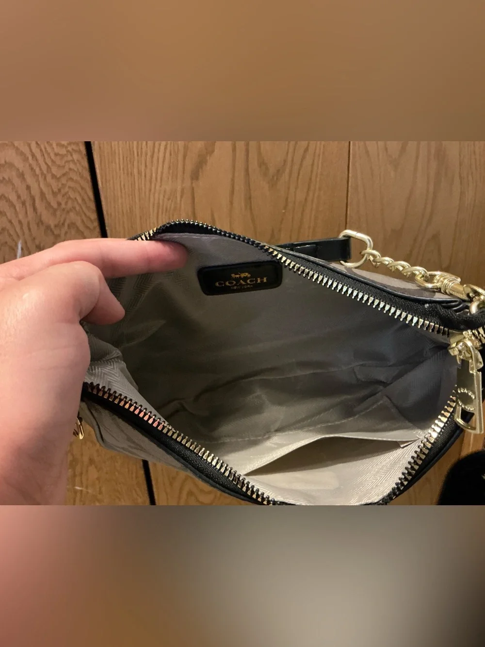 Coach Monogram Small Crossbody Bag in Brown and Black